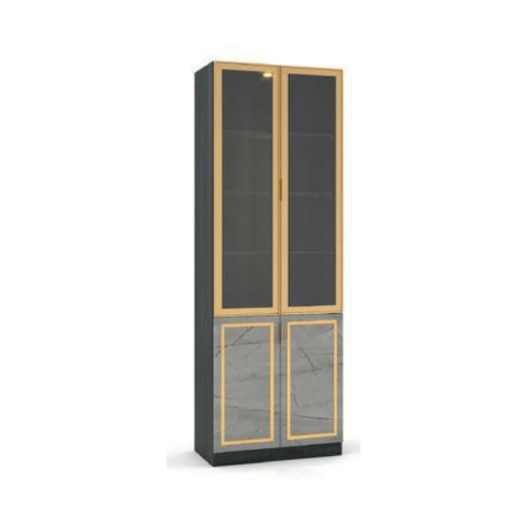 ตู้โชว์กระจก WISDOM DESIGN FURNITURE รุ่น GS-801 80 ซม. สีแอชเกรย์/ไลท์มาร์เบิ้ล